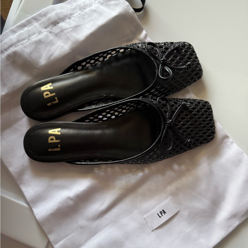 NWT LPA Milano Mule in Black Woven Leather